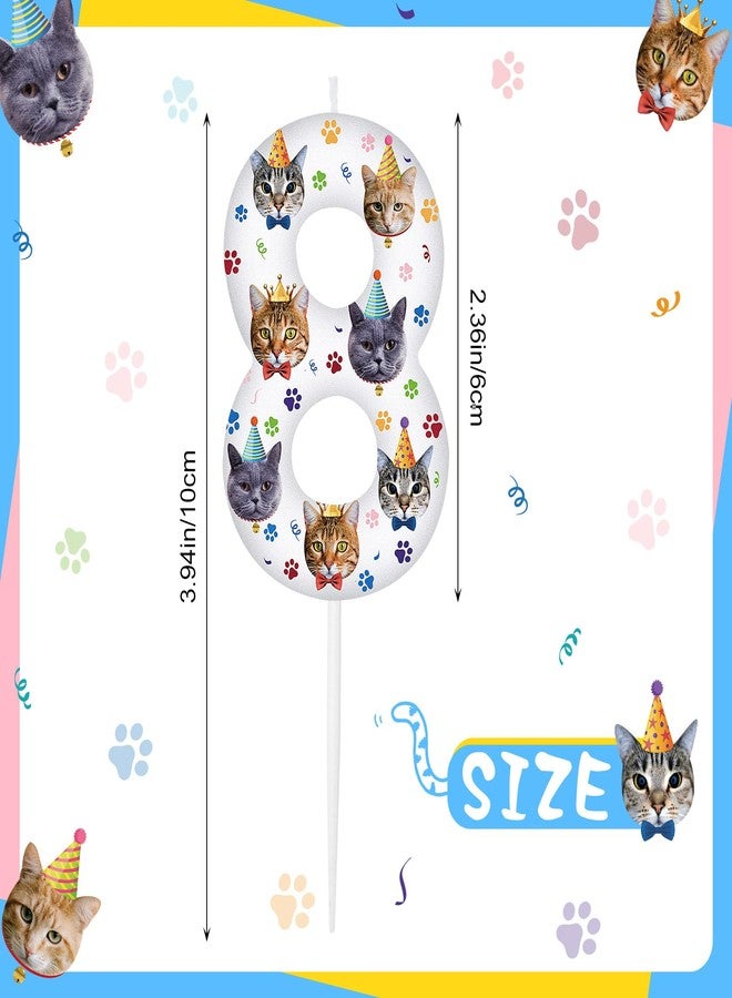 Conelist Cat Birthday Number Candles Cat Paw Print Themed Birthday Candles Paw Print Numeral Cupcake Topper for Cake Kitten Pet Theme Decorations Party Supplies(Number 8) - Image 3